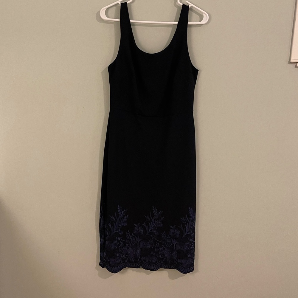 Betsy Johnson | Navy Embroidered Midi Dress